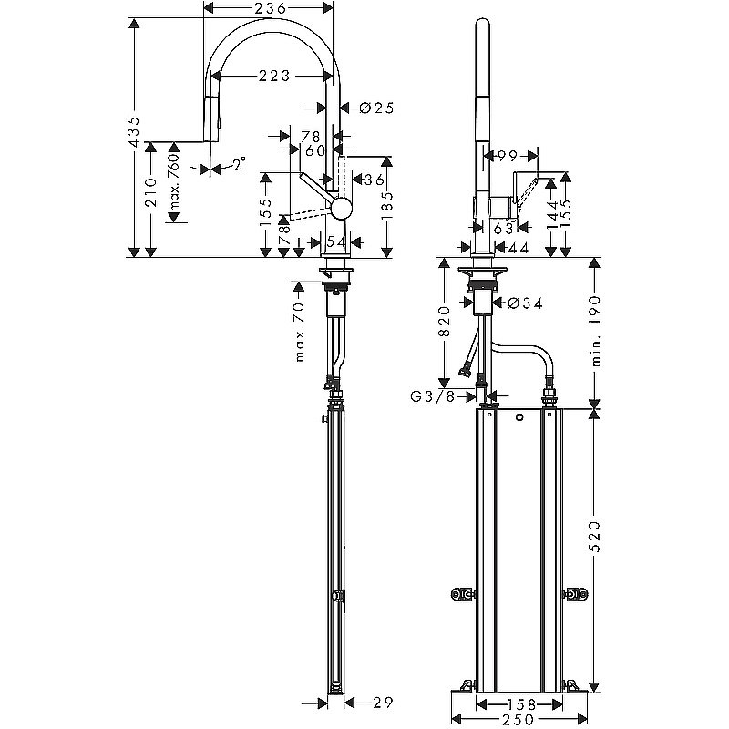 Смеситель для кухни Hansgrohe Talis M54 72801800 нержавеющая сталь купить в интернет-магазине сантехники Sanbest