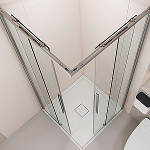 Душевой уголок Black&White Stellar Wind 90х90 12209090NGG профиль брашированный никель/стекло тонированное купить в интернет-магазине Sanbest