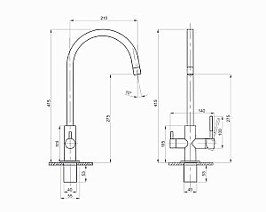 Смеситель для кухни 35k MIXLINE MLSS-03202 черный купить в интернет-магазине сантехники Sanbest