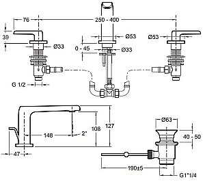 Cмеситель для раковины Jacob Delafon AVID E97352-BN купить в интернет-магазине сантехники Sanbest