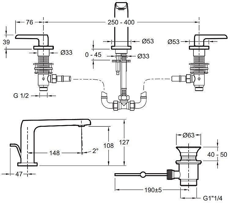 Cмеситель для раковины Jacob Delafon AVID E97352-BN купить в интернет-магазине сантехники Sanbest