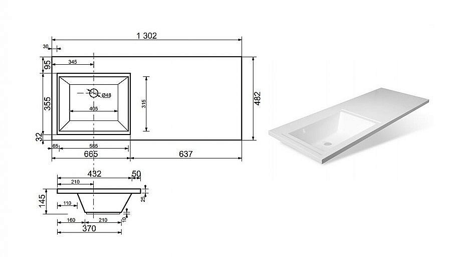 Раковина Эстет Даллас 130 ФР-00002166 белая купить в интернет-магазине Sanbest