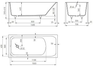 Ванна S-Stone Salini Orlanda 102025M 160x70 матовая купить в интернет-магазине Sanbest