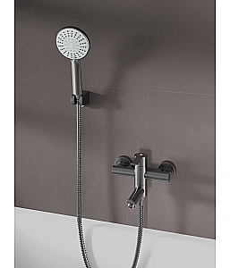 Смеситель для ванны Agger Easy A3121255 с душевым набором, оружейная сталь матовая купить в интернет-магазине сантехники Sanbest