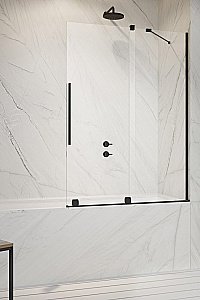 Шторка для ванны Radaway Furo Black PND II 100 стекло прозрачное/профиль черный матовый купить в интернет-магазине Sanbest
