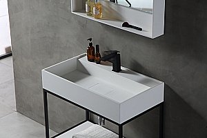 Консоль с раковиной Abber Stein 80 AS2630 белая матовая для ванной в интернет-магазине сантехники Sanbest