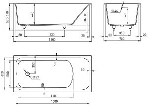 Ванна Salini Orlanda S-Stone 160x70 102025M белая матовая купить в интернет-магазине Sanbest