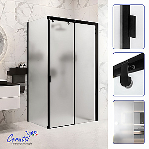 Душевой уголок Ceruttispa MARBELLA 120BF R 120x80 стекло матовое/профиль черный матовый купить в интернет-магазине Sanbest