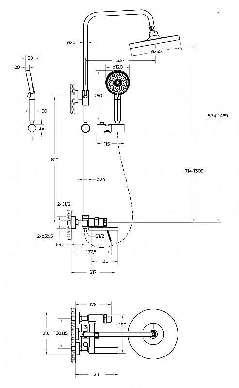Душевая система BelBagno ALBANO-VSCM-CRM хром купить в интернет-магазине сантехники Sanbest
