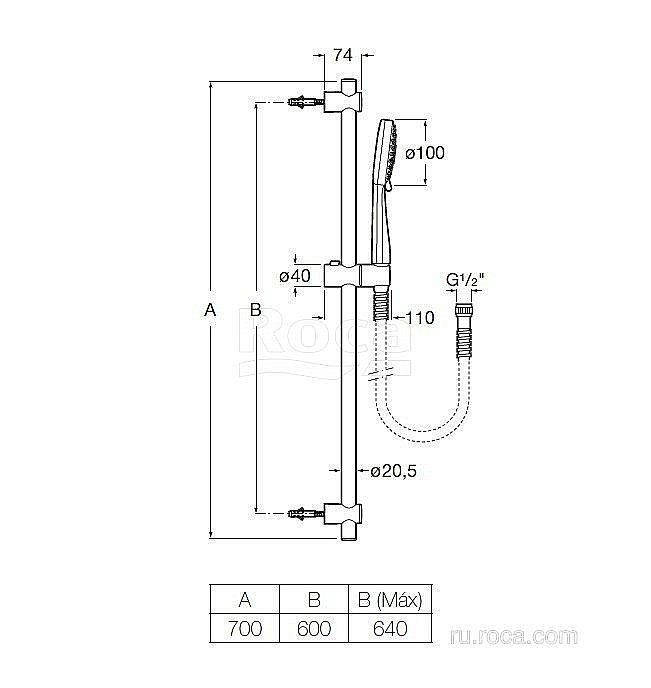 Душевая гарнитура Roca Stella 100/3F 5B1D03C00 купить в интернет-магазине сантехники Sanbest