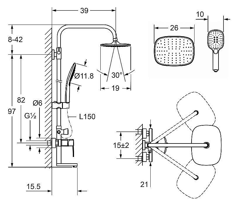 Душевая система Laguraty 17063 купить в интернет-магазине сантехники Sanbest
