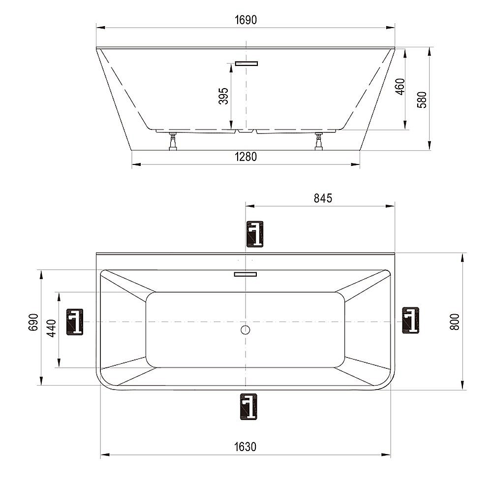 Ванна акриловая Ravak Freedom D XC00D00020 169x80 белый купить в интернет-магазине Sanbest
