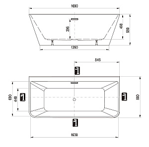 Ванна акриловая Ravak Freedom D XC00D00020 169x80 белый купить в интернет-магазине Sanbest