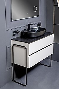 Тумба с раковиной и столешницей Armadi Art Vallessi 120 белая глянец для ванной в интернет-магазине Sanbest