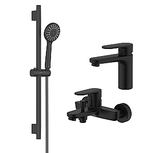 Набор смесителей Aquatek НИКА Set 3 в 1 (AQ1810MB+AQ1840MB+AQ2017MB) черный матовый купить в интернет-магазине сантехники Sanbest