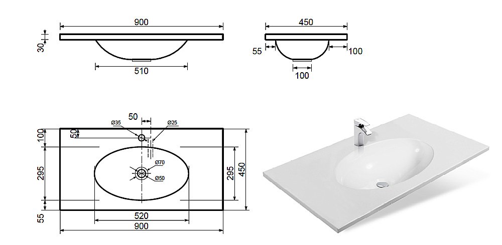Раковина Эстет Вегас 90 цвет по RAL c блестками купить в интернет-магазине Sanbest