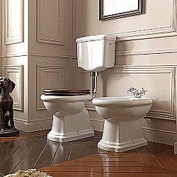 Унитаз напольный Kerasan Retro 1010 с низким бачком 1082 Белый/кнопка хром купить в интернет-магазине Sanbest