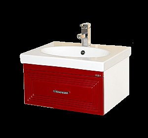 Тумба с раковиной подвесная Misty Европа 60 красная для ванной в интернет-магазине Sanbest