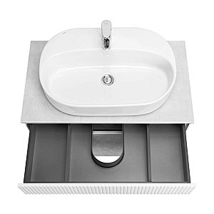 Тумба с раковиной Акватон Марбл 80/Одри Round 62 слейт/белая матовая для ванной в интернет-магазине Sanbest