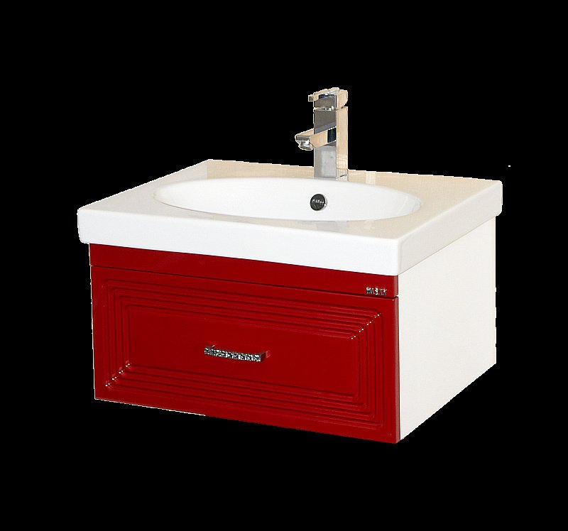 Тумба с раковиной подвесная Misty Европа 60 красная для ванной в интернет-магазине Sanbest