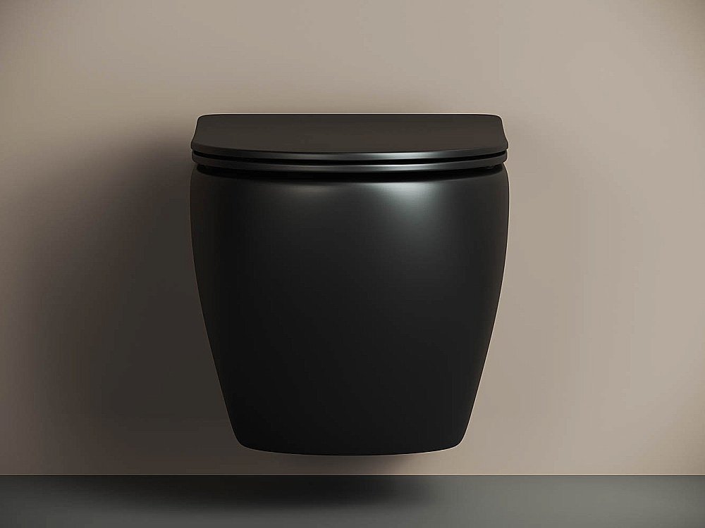 Унитаз подвесной Ceramica Nova Metropol Rimless CN4002MB безободковый, с крышкой микролифт, черный матовый купить в интернет-магазине Sanbest