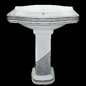 Раковина с пьедесталом Creavit Klasik 66 KL250.000I0 белая с декором DIAG./GRI купить в интернет-магазине Sanbest