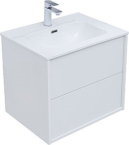Тумба с раковиной Aquanet Lino 287540 60 (Flat) белый глянец для ванной в интернет-магазине Sanbest