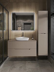 Тумба с раковиной Orange Line 100 Li-100TuLMDF+B07-500W латте/белый для ванной в интернет-магазине Sanbest