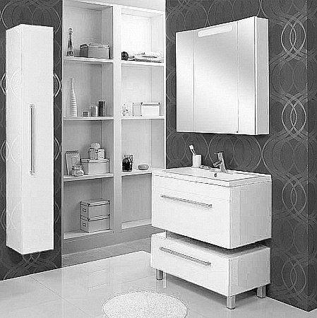 Тумба с раковиной Акватон Мадрид/Премьер М 80 белая глянцевая для ванной в интернет-магазине Sanbest