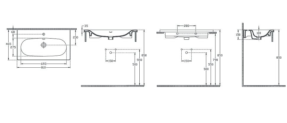 Раковина ISVEA Sistema S 81 10SS50081SV белая купить в интернет-магазине Sanbest