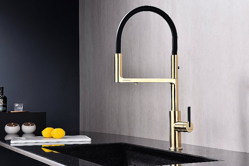 Смеситель для кухни Paulmark Tornado To213402-LG светлое золото купить в интернет-магазине сантехники Sanbest