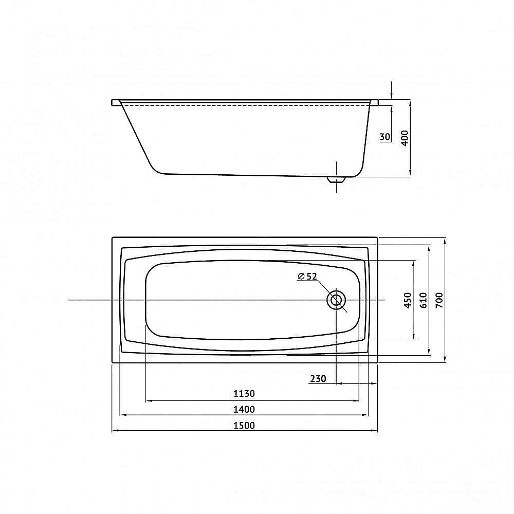 Ванна акриловая с каркасом Berges FEYA 050013 150х70 купить в интернет-магазине Sanbest