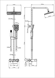 Душевая система с термостатом WONZON & WOGHAND MUSE Corno, Черный матовый (WW-B3112-MB) купить в интернет-магазине сантехники Sanbest