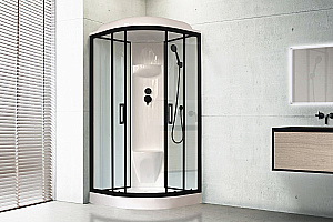Душевая кабина Royal Bath RB 100HK6-WT-BL 100x100 стекло прозрачное/профиль черный купить в интернет-магазине Sanbest