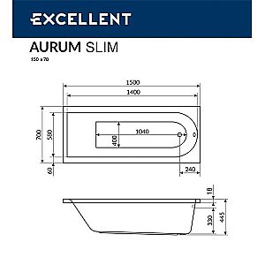 Ванна на каркасе Excellent Actima Aurum Slim 150x70 купить в интернет-магазине Sanbest