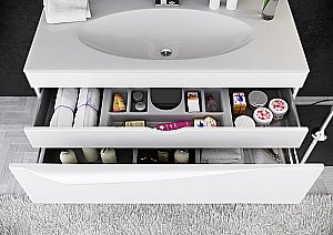 Тумба с раковиной Aqwella Papyrus-wood 100 PAP0110 белая для ванной в интернет-магазине Sanbest