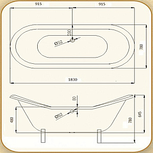 Ванна чугунная Magliezza Julietta 183x78 белая/ножки белые купить в интернет-магазине Sanbest