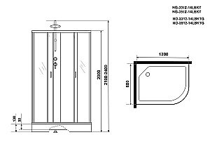 Душевая кабина Niagara Classic NG-3512-14BKT 120х80 купить в интернет-магазине Sanbest