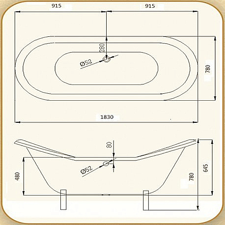 Ванна чугунная Magliezza Julietta 183x78 белая/ножки белые купить в интернет-магазине Sanbest