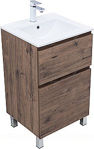 Тумба с раковиной Aquanet Алвита new 50 344126+329252 дуб веллингтон табак для ванной в интернет-магазине Sanbest