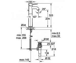 Смеситель для раковины GROHE BauClassic 32868000 купить в интернет-магазине сантехники Sanbest