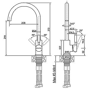 Смеситель для кухни Paulmark Holstein Ho212063-DG графит купить в интернет-магазине сантехники Sanbest