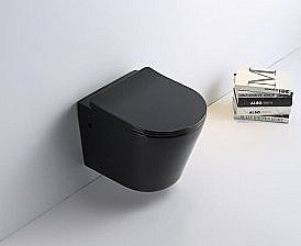 Унитаз подвесной CeramaLux B2330B черный, безободковый, с крышкой микролифт купить в интернет-магазине Sanbest