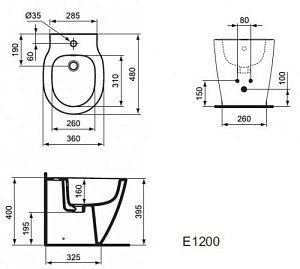 Биде напольное Ideal Standard Connect Space E120001 купить в интернет-магазине Sanbest