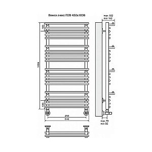 Полотенцесушитель водяной Terminus Вента Люкс П20 450x1006 купить в интернет-магазине сантехники Sanbest