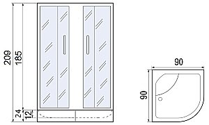 Душевой уголок с поддоном River DON XL 90/40 MT стекло матовое/профиль хром матовый купить в интернет-магазине Sanbest