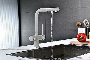 Смеситель для кухни Paulmark Serpentine Se213222-GR серый купить в интернет-магазине сантехники Sanbest