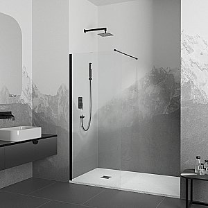 Душевое ограждение RGW Walk In WA-002B 100 35100210-14 стекло прозрачное/профиль черный купить в интернет-магазине Sanbest