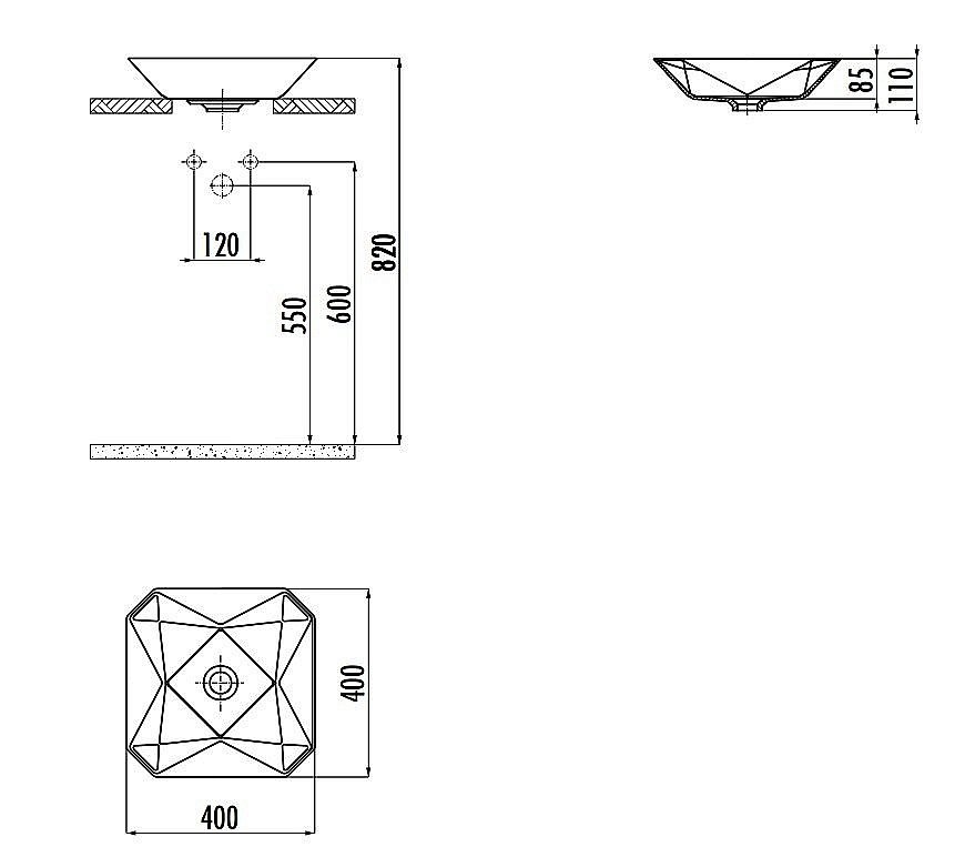 Накладная раковина CREAVIT Ruby 40 RB040-00MB42E-0000 белая купить в интернет-магазине Sanbest
