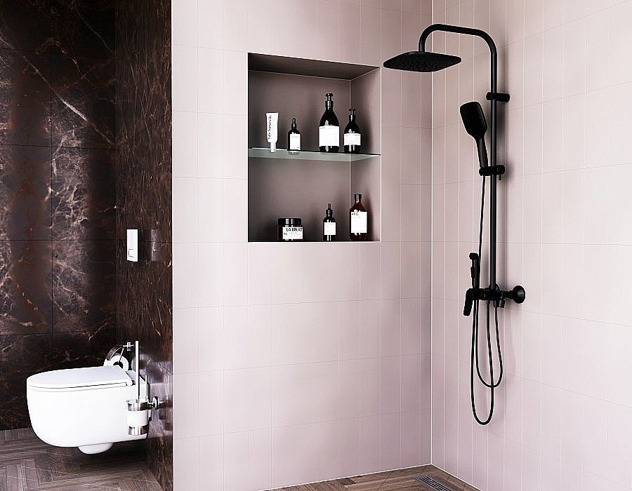 Душевая система Damixa Apollo DX220920300 черная матовая купить в интернет-магазине сантехники Sanbest